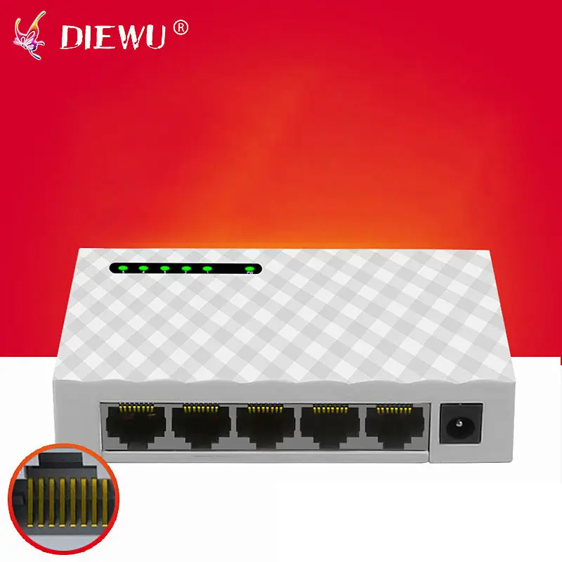 Diewu 5 портов гигабитный коммутатор для интернет-сети 10/100/1000Mpbs Настольный Lan концентратор полный/полудуплексный обмен Ethernet умный коммутатор(США