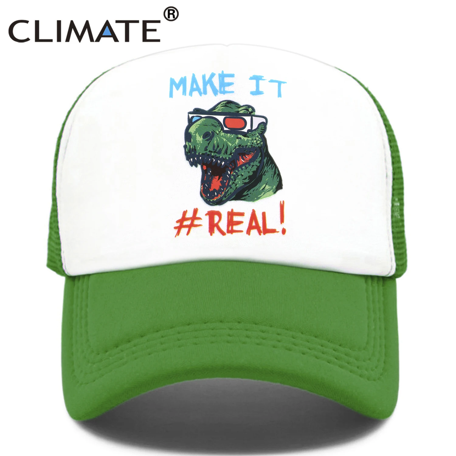 Clima Divertente Jurassic Dinosaur Trucker Cap Uomo Divertente Cool Trucker Cap Rendi Vero Jurassic Cool Black Mesh Fun Cap