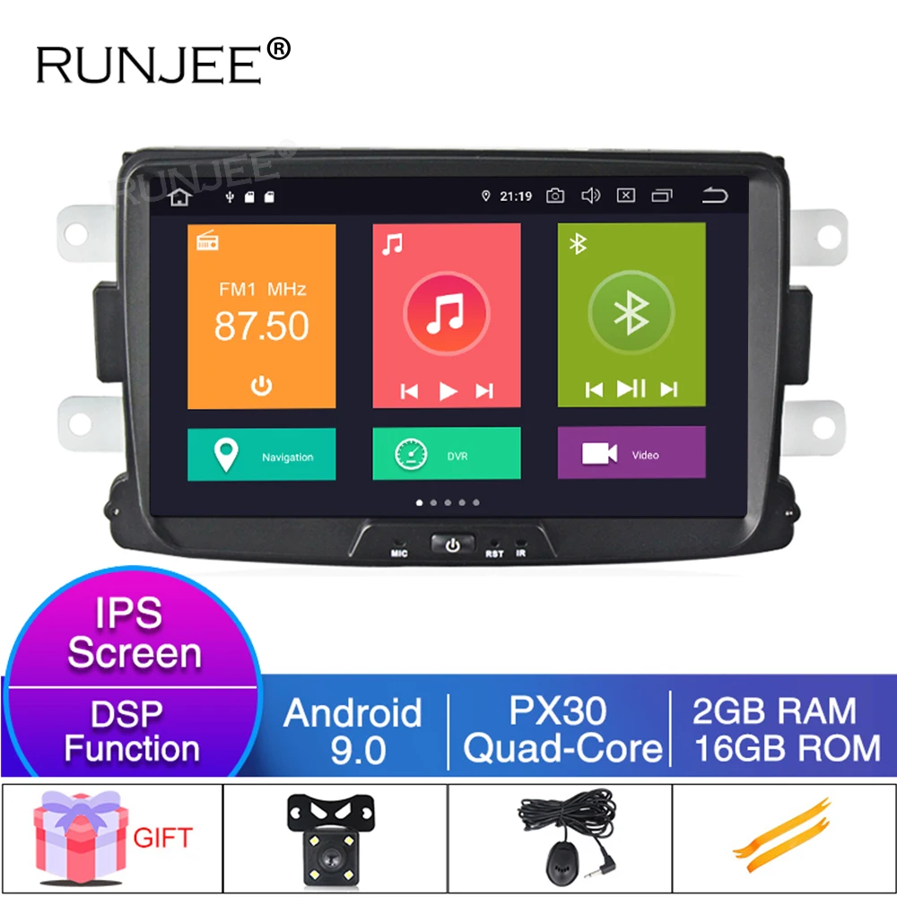RUNJEE 4 г 64 г 8 дюймов Android 9 автомобильный мультимедийный плеер Automotivo для Dacia/Sandero/Duster/Renault/Captur/Lada/Xray 2/Logan 2 - Цвет: 16G Model