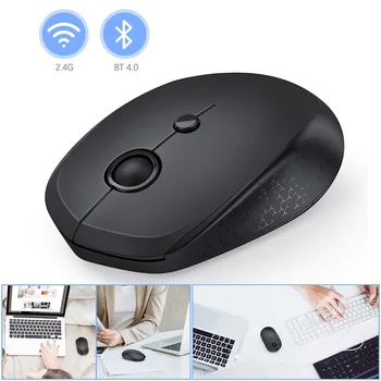 

Bluetooth Wireless Mouse 2.4GHz Duals Mode with USB Receiver 3 Adjustable DPI Level for Computer JR Deals
