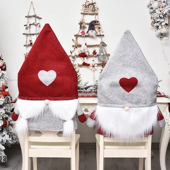 

2 Pcs Christmas Chair Covers,Santa Hat Chair Back Suit Slipcovers for Home Dining Room Holiday Party DéCor (Grey+Red)