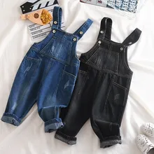 Рост 75-100 см, новинка года, Осенний джинсовый комбинезон для маленьких мальчиков и девочек, комбинезон для малышей, комбинезон для маленьких девочек, детские джинсы