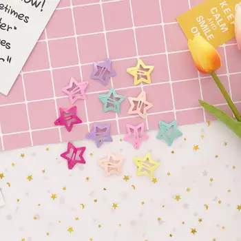 

500sets 2pcs/set and 6pcs/set 32mm Star Shape Metal Children Snap Hair Clips Barrettes Girls Cute Hair Bobby Pins