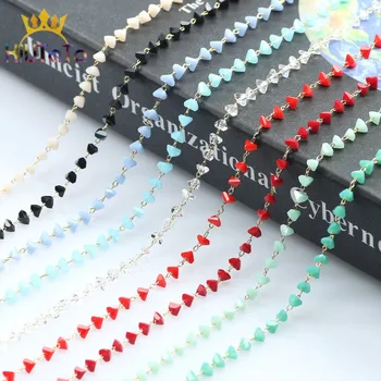 

1 Meter Natural Triangle Crystal Stone Beads Chain Gold Wire Wrapped Rosary Chains For DIY Bracelet Charms Anklet Jewelry Making