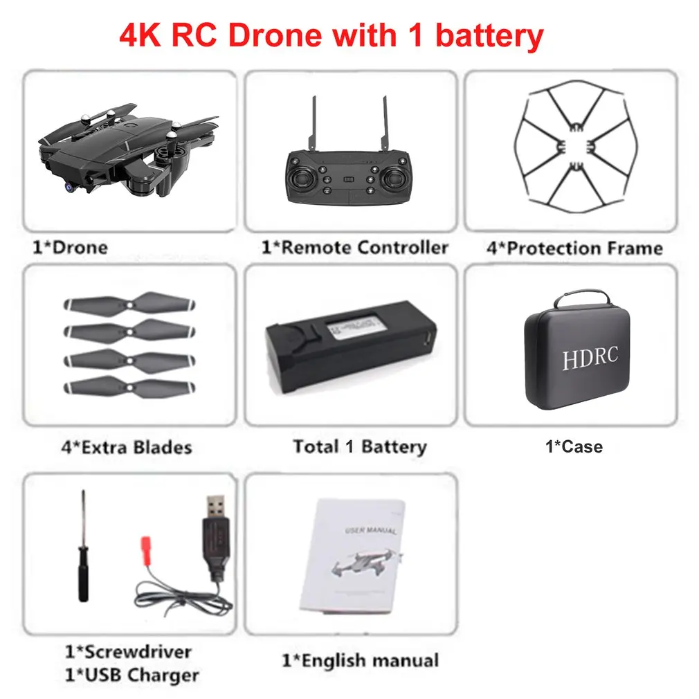 

H13 Foldable Drone with HD Camera Four-Axis Folding Aerial Drone 4K Wide Angle WiFi FPV Optical Flow RC Drone Helicopter