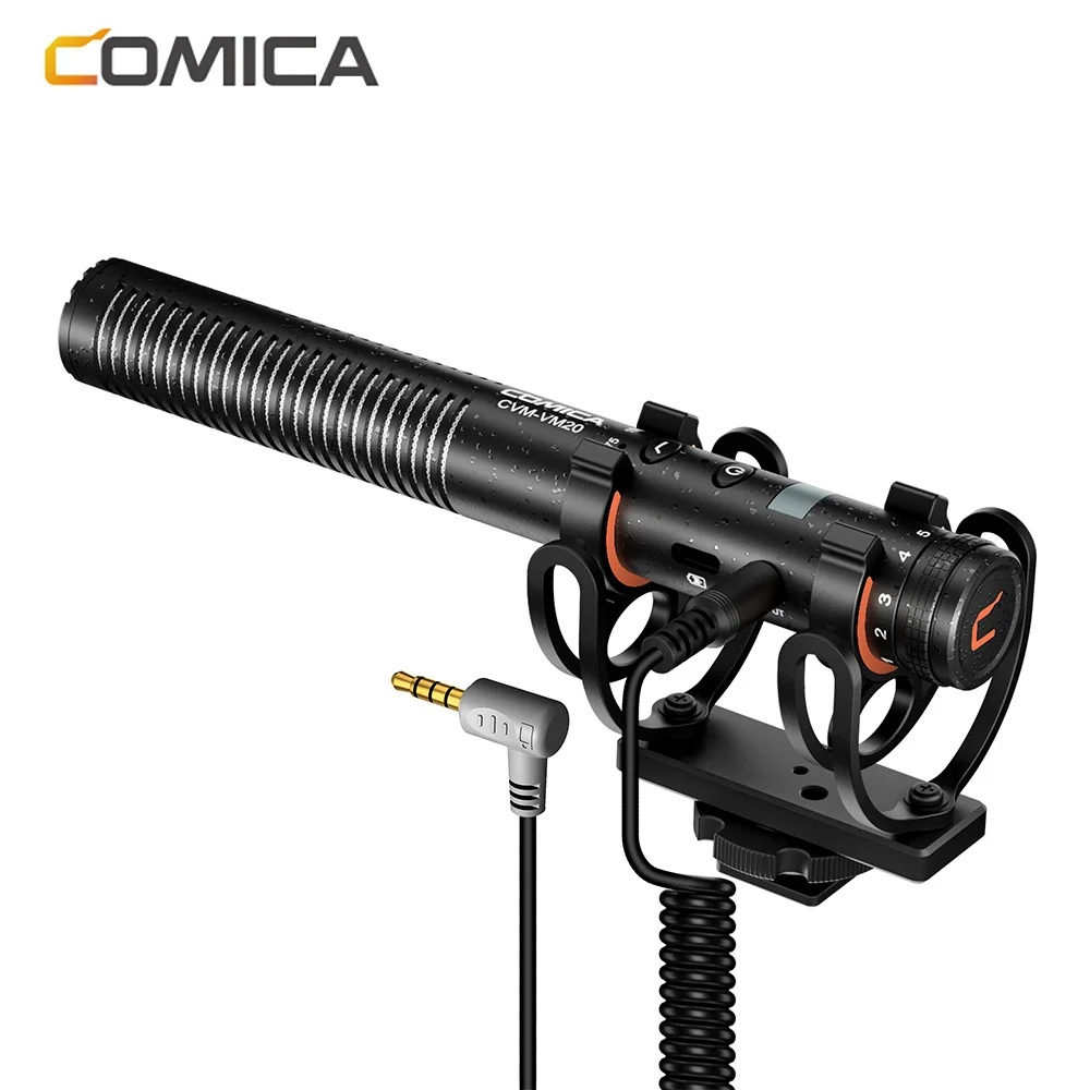 Comica CVM-VM20 Super Cardioid Condenser Shotgun Microphone OLED Multi-Functional Mic for Video Vlog Camera Smartphone