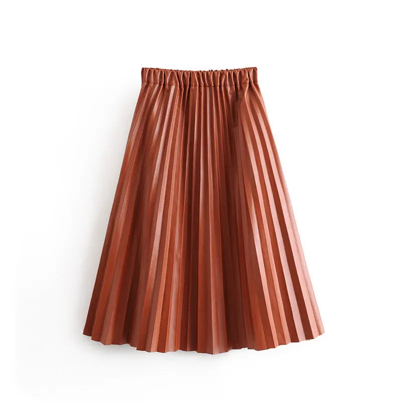 

Western Style 2019 Autumn And Winter WOMEN'S Dress Versatile Slimming French Leather Skirt Skirt Pleated Skirt A8gs1410