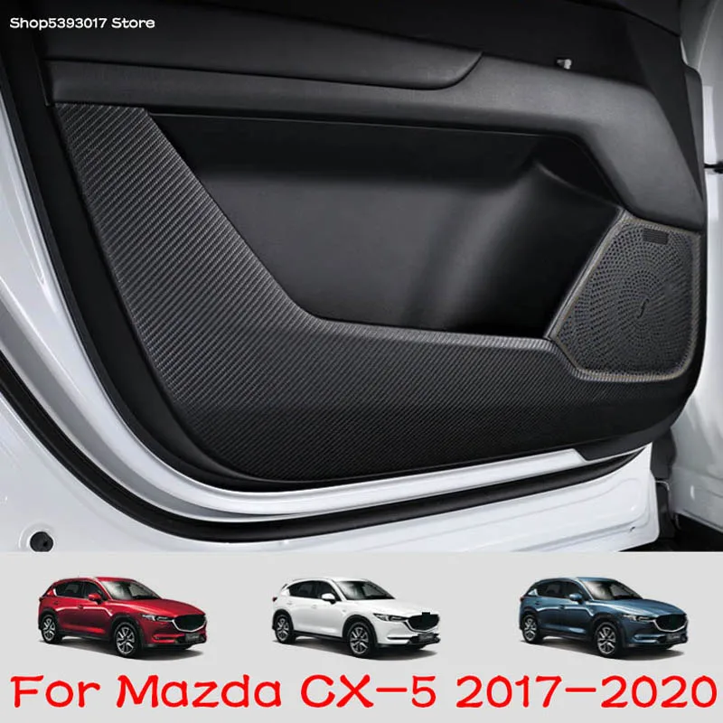 

Car Door Anti-Kick Pad Carbon Fiber Leather Door Protection Film Stickers For Mazda CX-5 CX5 2020 2019 2018 2017 2021