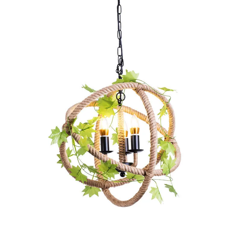 

Industry Restaurant One Lamp Hemp Rope Lamp Continuous System Rural Originality Bar Counter Coffee Bar Hemp Rope Ring A