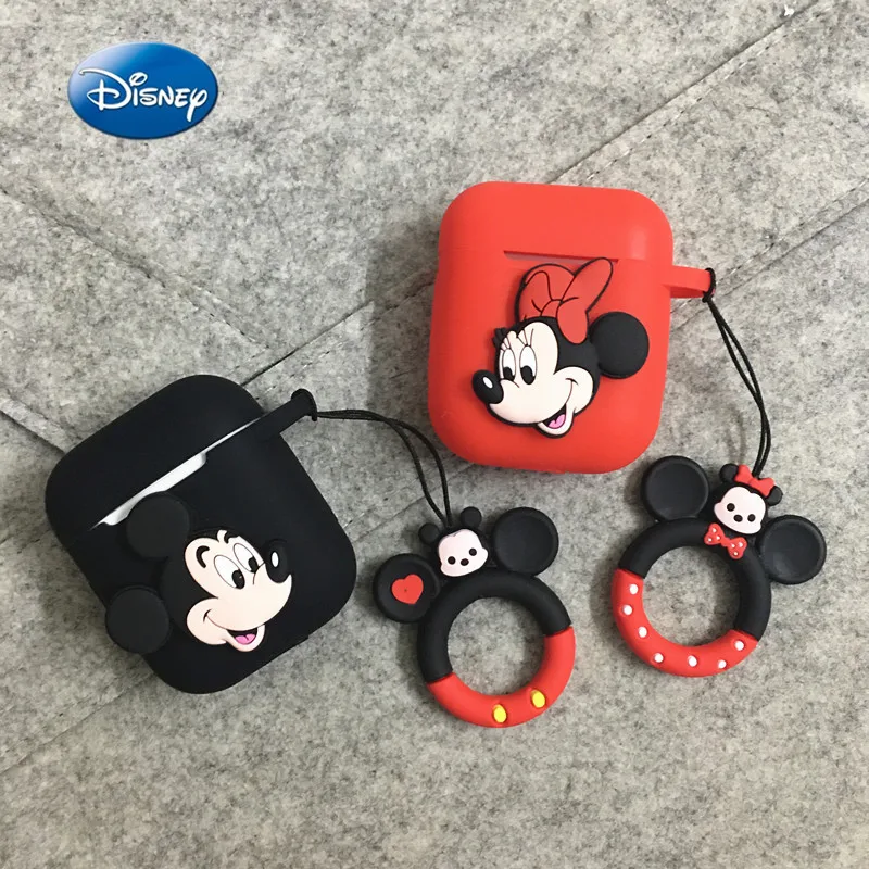 

Силиконовый чехол Disney для Apple Airpods 1/2, защитный мультяшный чехол для беспроводных наушников с Bluetooth, чехол для зарядки, сумки со шнурком