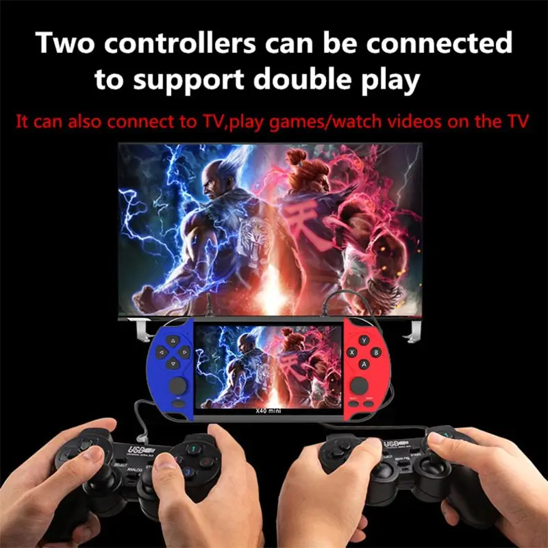CZT 6.5-inch Colorful wireless double player game console built-in 9100 games  arcade/neogeo/gbc/snes/fc/md multi-emulator mp4