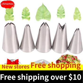 

Cheap Leaf Pastry Tip 5-Piece Set 5PCs Cake Cream Decorating Mouth Pastry Tip Baking Tools Cross-Border