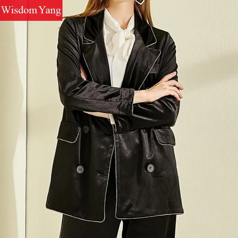 Great Value Elegant Suit Jacket Womens Black Ol Fashion Korean Coats Vintage Female Business Coats Jackets Office Ladies Outerwear Overcoat