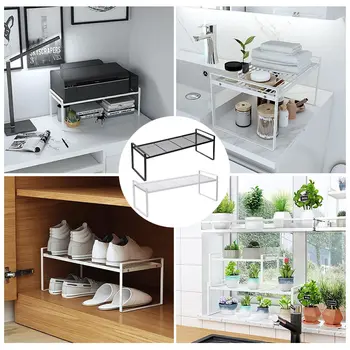 

Home Dish Rack Stainless Steel Kitchen Bedroom Organizer Storage Holder Bowl Oil Bottle Condiment Plant Pot Storage Rack