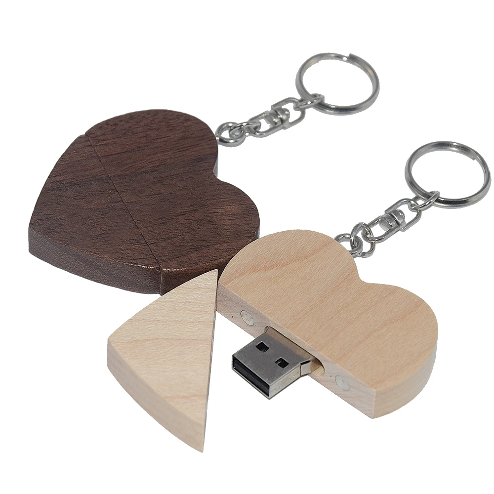 USB 2 0 деревянный флеш накопитель в форме сердца 64 ГБ 32 16 4 Гб|USB флэш-накопители| |
