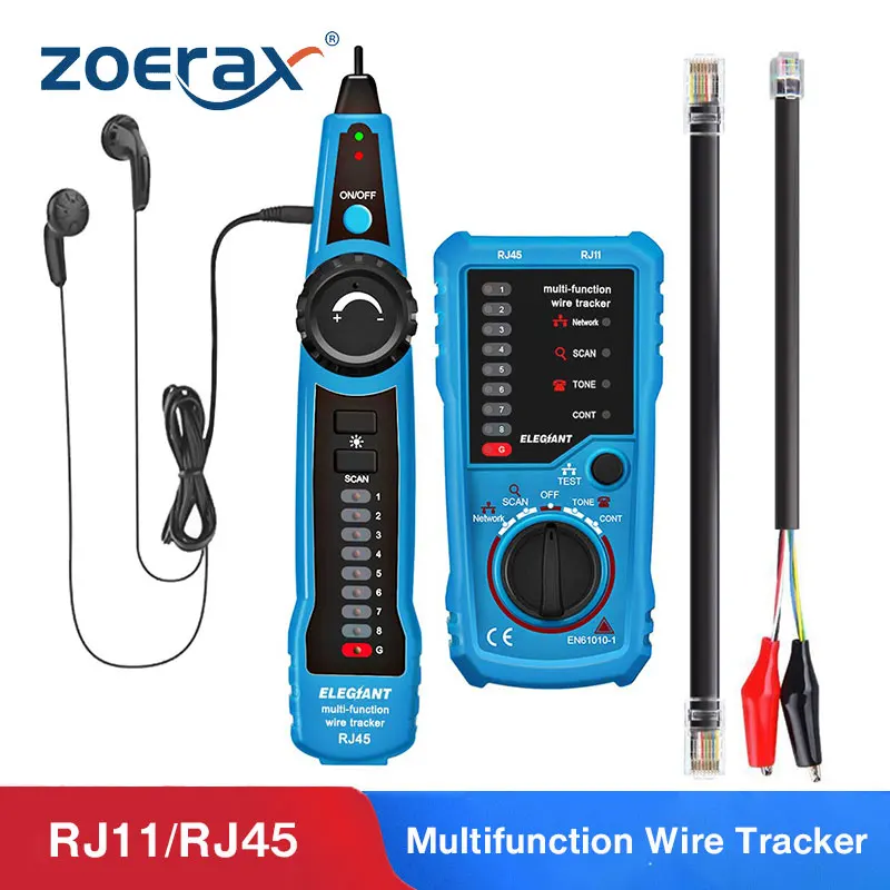 Ethernet Network Toner RJ11 RJ45 Network Cable Tester LAN Tracker Wire  Finder Cat5 Cat6 with 2 Network Wire Stripper Toolkit Orange