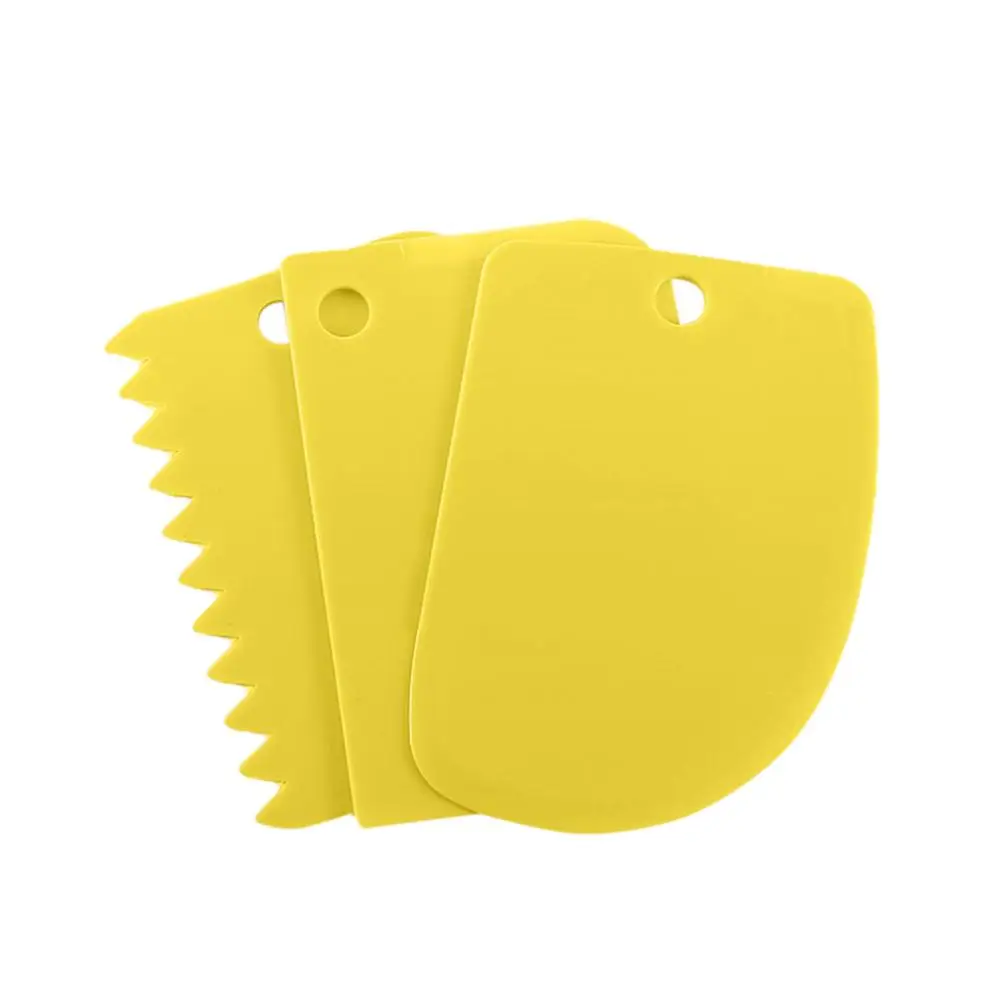 Золотой 3pcs/set Plastic Dough Icing Fondant Scraper Set Cake Decorating Cream Scraper Cake Cut Knife Scrape Knife for Kitchen CD - Цвет: Золотой