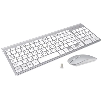 Hebrew & English characters Ultra-thin Business Israel Wireless Keyboard and Mouse combo low noise for Office 1