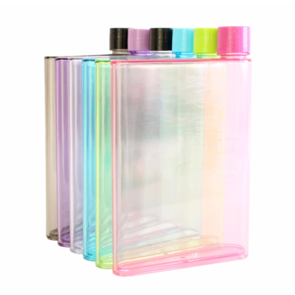 420ML Paper Cup Botlte Flat Water Bottle Bpa Free Clear Book Sports water cup notebook paper flat A4 A6 Portable Pad Flat Drinks