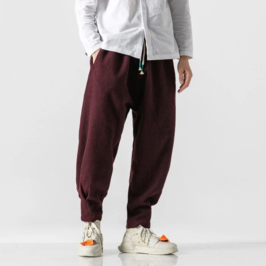 Harem Pants Men Thick Warm Autumn Winter Loose Casual Pants Oversized Streetwear Fashion Hip Hop Sweatpants Pencil Trousers 5