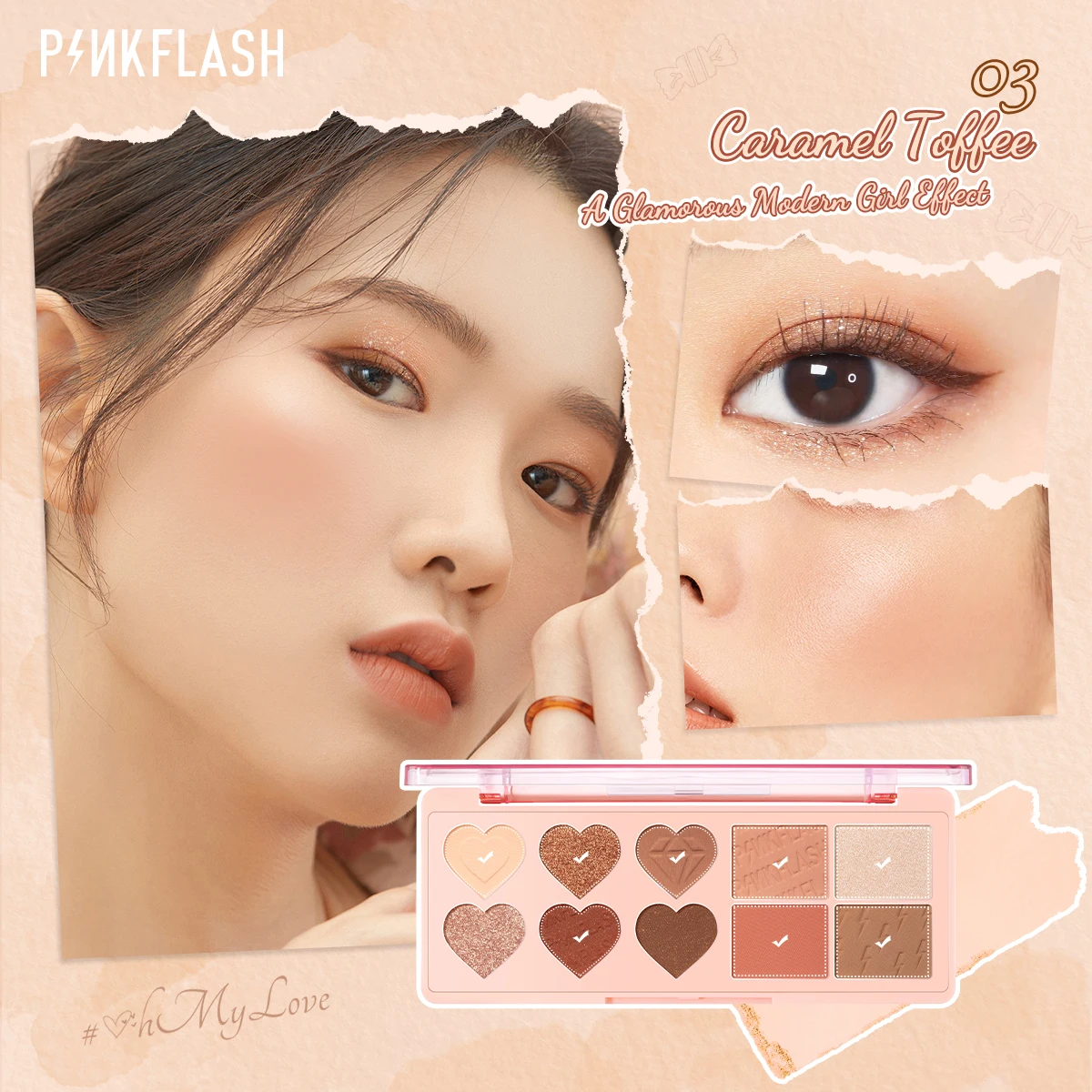 Pinkflash 10 Kleur Matte Glitter Eyeshadow Palette Blush Highlighter Pigment Langdurige Waterdichte Multifunctionele Gezicht Make-Up