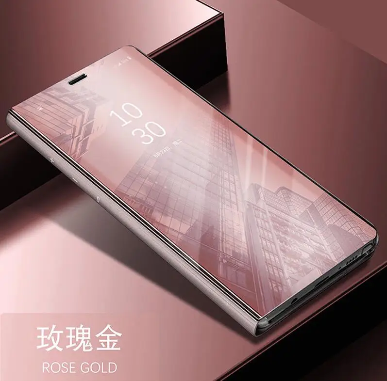 Зеркальный умный чехол для телефона samsung Galaxy S9 S10 S8 Plus S7 Edge A10 A50 A70 откидной Чехол-подставка для samsung Note 9 8 10 Plus чехол - Цвет: Rose gold