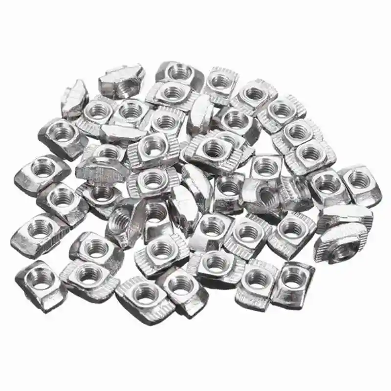

50pcs M4-20 T-Nut Female Thread T Slot Hammer Head Drop in Nut 50pcs Silver Tone