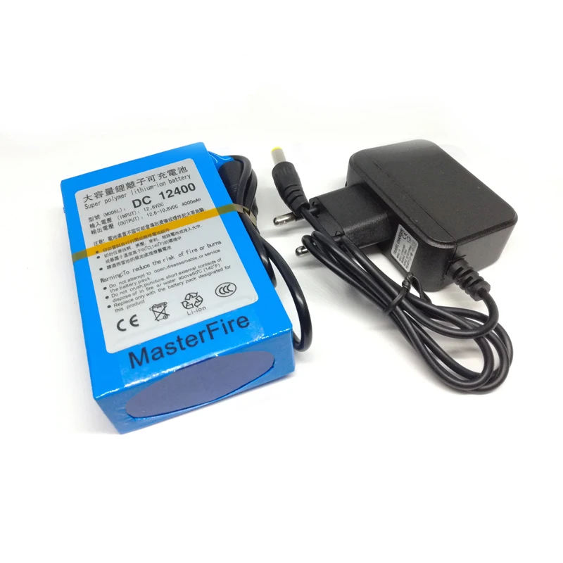 MasterFire Портативный AC/DC 12V 4000 мА/ч, Перезаряжаемые литий-ионный Батарея пакет с вилкой для DC камера видеонаблюдения 12400,20 компл./лот