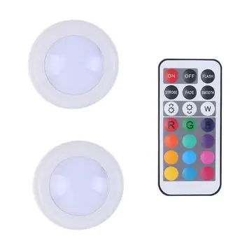 

2pcs LED Cabinet Lamp Remote Control Color Kitchen Bedroom Stair Night Lamp