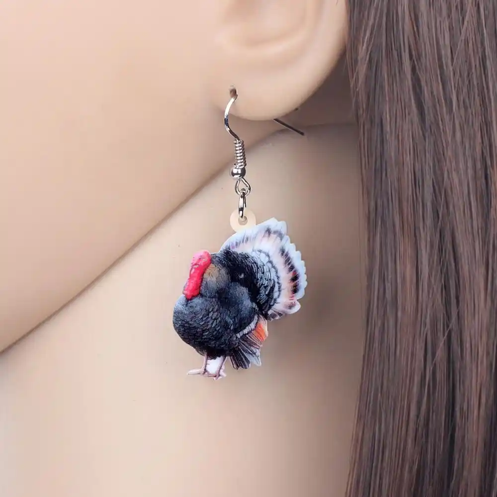 Bonsny acrílico ação de graças peru galo galinha brincos de galinha gota balançar decoração jóias para mulher adolescente menina charme festa presente