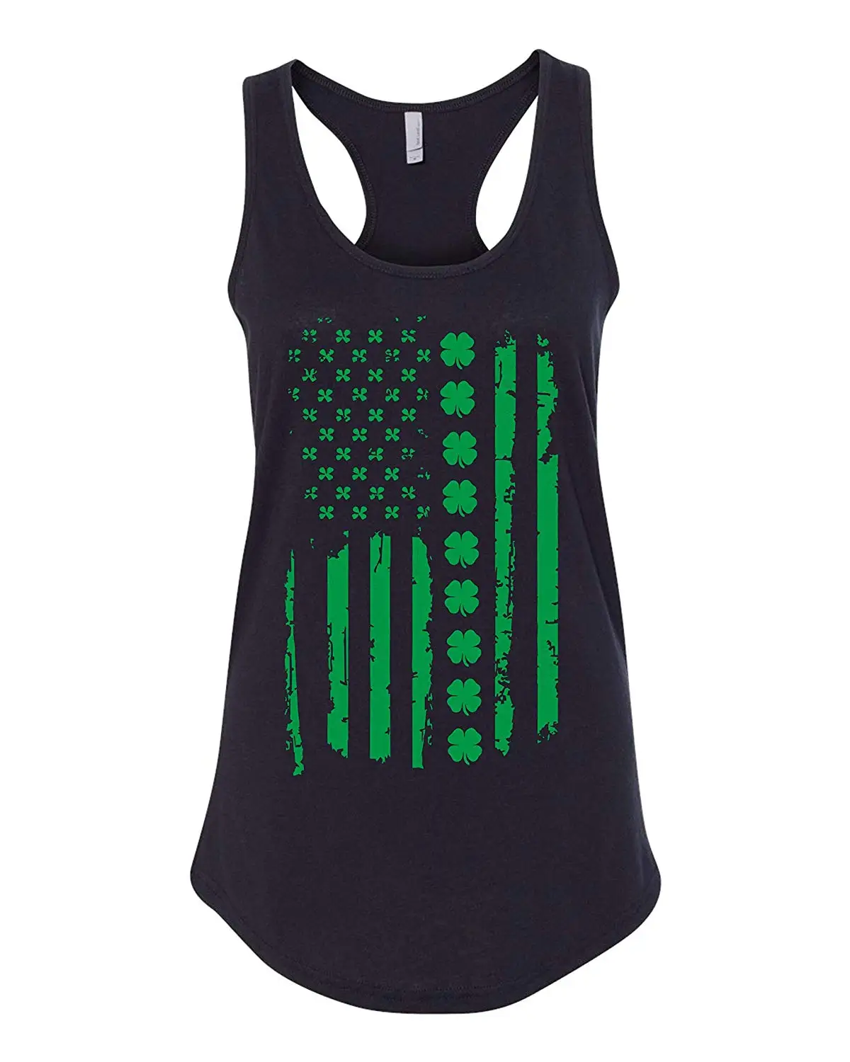 Freedomtees St Patrick's Day Irish American Flag Shamrock Patriotic Women Tank Top - Black New |