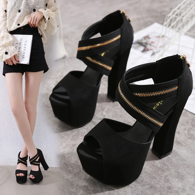 

2020 Summer High Heel Sandal For Women Sandals Straps Cross-shoes Sale Of Women's Shoes Suit Female Beige Block Heels Ladies