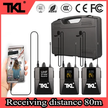 

TKL WM-8 professional dual channel wireless lavalier microphone UHF lapel microphone for SLR cameras and camcorders