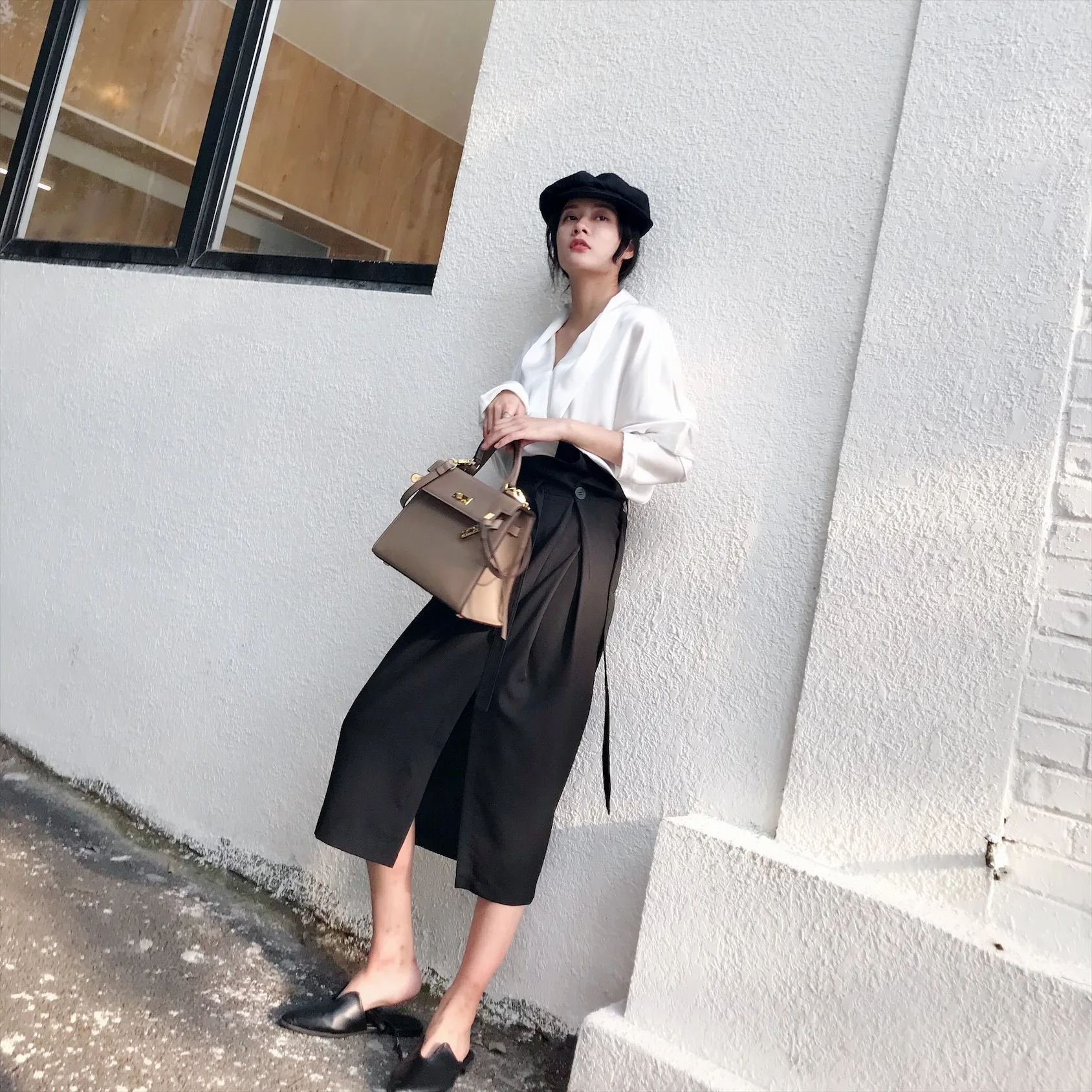 SHENGPALAE Faldas Mujer Moda, новинка, модная Осенняя юбка, женская Свободная Повседневная однотонная уличная юбка с пуговицами и шнуровкой, A286