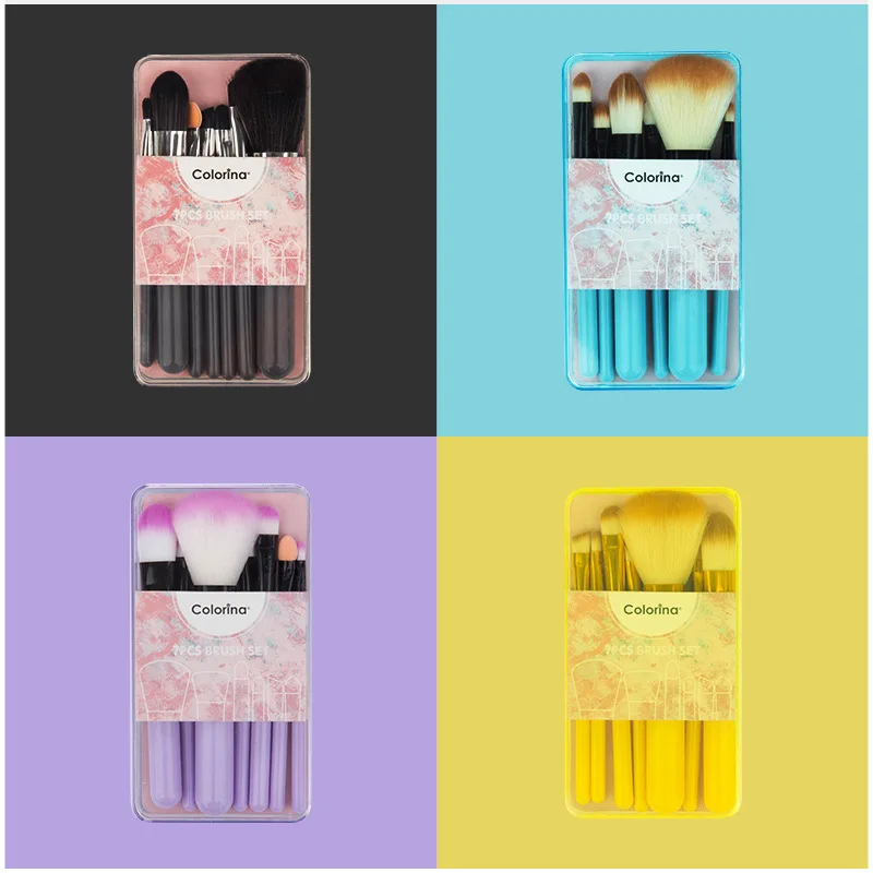 

7Pcs Mini Complete Makeup Brushes Set Cosmetic Foundation Eyeshadow Powder Blush Lip Portable Make Up Brush Set Kit For Women