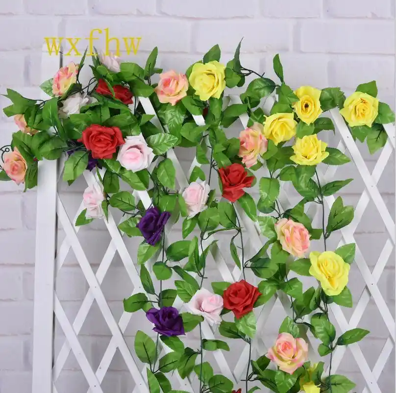 artificial flowers 9 flower head cheap plant roses wall rattan