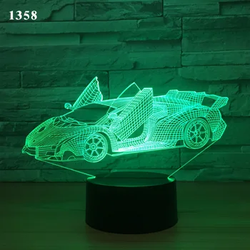 

3D LED Night light Cartoon Car Racing car luminaria lampara 7 Color Change USB Creative Table lamp Smart home Gift​ present