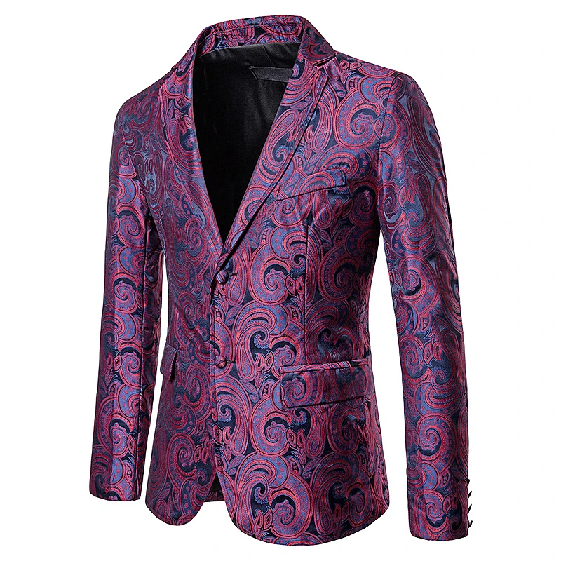 EU size Fashion men's casual Suits & Blazers smart casual style men suit coat Cashew flowers embroidered coat jacket for autumn
