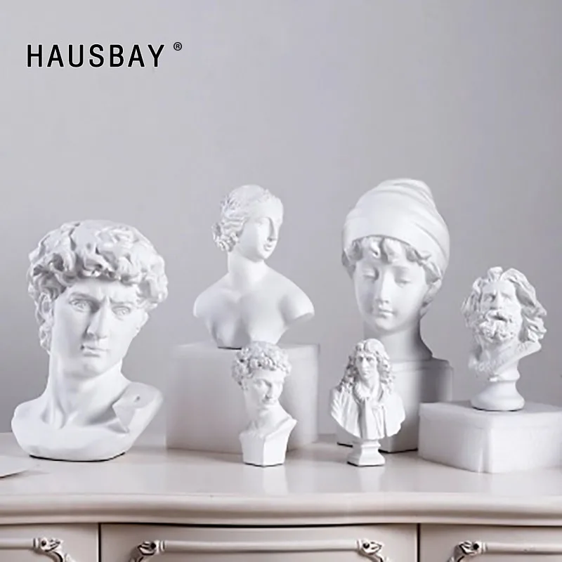 

Retro David Head Portraits Bust Statue Resin David Bust Nordic Craftwork Ornament Living Room Study Home Decoration Figures D088