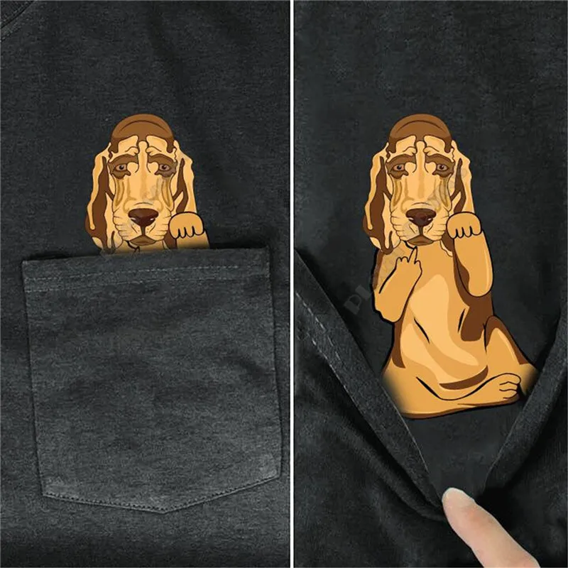 

PLstar Cosmos T Shirt summer pocket BLOODHOUND printed t-shirt men for women shirts tops funny cotton black tees