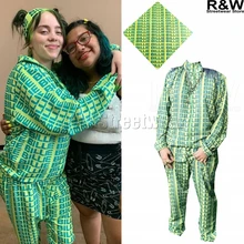 Billie Eilish/зеленая толстовка с капюшоном; брюки; уличная одежда с надписью «bad guy»; Новинка