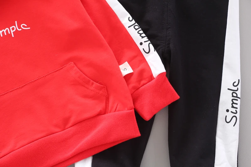 Детская одежда для малышей TracksuitsChildren Демисезонный детей ясельного возраста активный Костюмы костюм для мальчиков и девочек с надписью с капюшоном в стиле пэчворк штаны 2 шт./компл