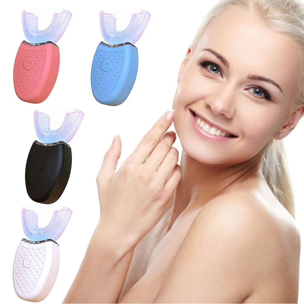 

360 Degrees Sonic Electric Toothbrush U Type USB Rechargeable Waterproof Electric Tooth Brush Teeth Whitening Kit with Led Light