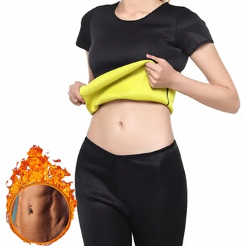 

Women's Hot Thermo Body Shaper T Shirt, Slimming Neoprene Bodysuit, Workout Sweat Sauna Suit, Stomach Fat Burn Short/Long Sleeve