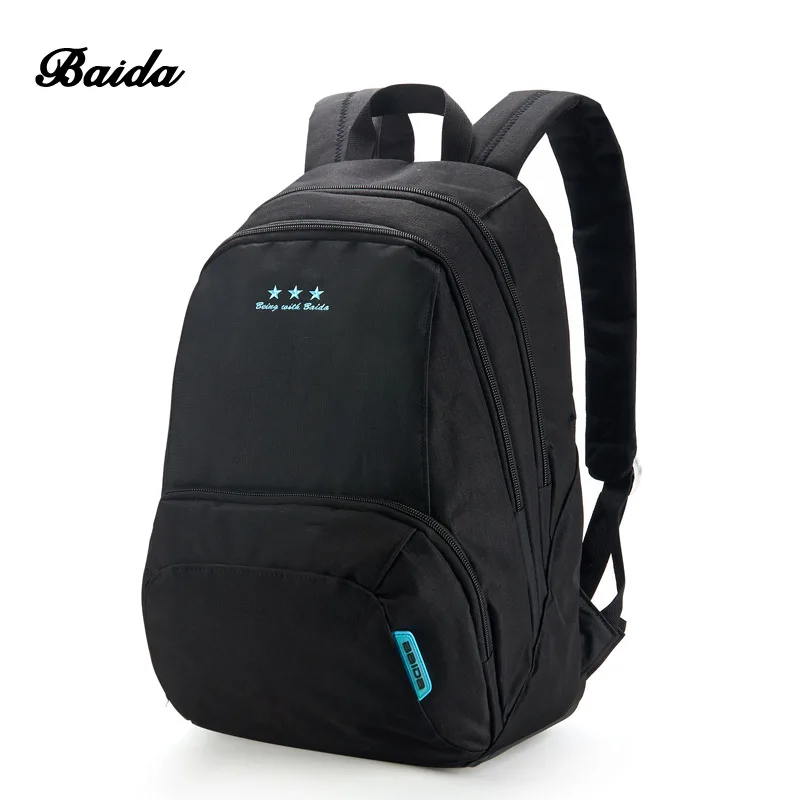 Baida рюкзак сумка для ноутбука Mochila мужской водонепроницаемый рюкзак большой емкости школьный рюкзак - Color: Black