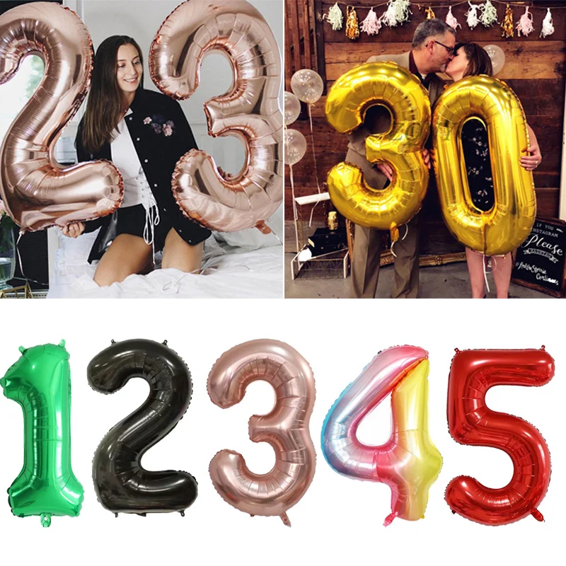 Gold Number Balloons Foil Balloons Mylar Number Balloons Giant Number Balloons Age Birthday Balloons Gold Foil 36 Number Balloons