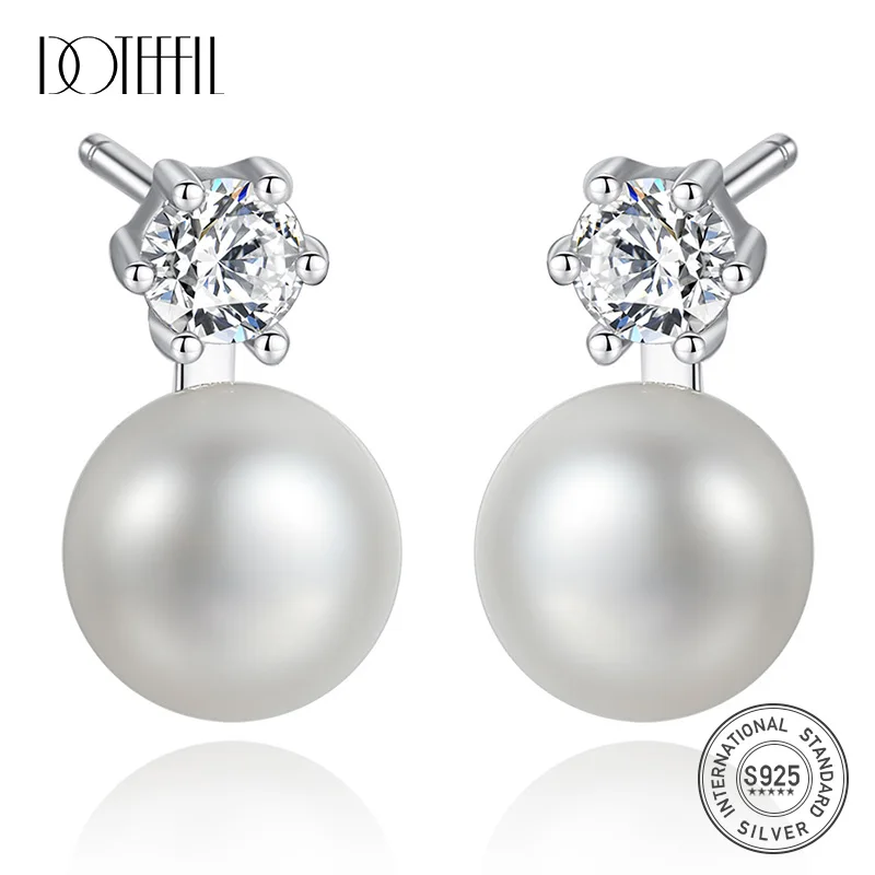 DOTEFFIL жемчужные серьги для женщин, серьги из серебра 925, натуральный пресноводный жемчуг, ювелирные украшения, фиолетовый, розовый, черный