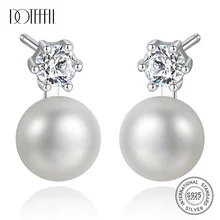 DOTEFFIL жемчужные серьги для женщин, серьги из серебра 925, натуральный пресноводный жемчуг, ювелирные украшения, фиолетовый, розовый, черный