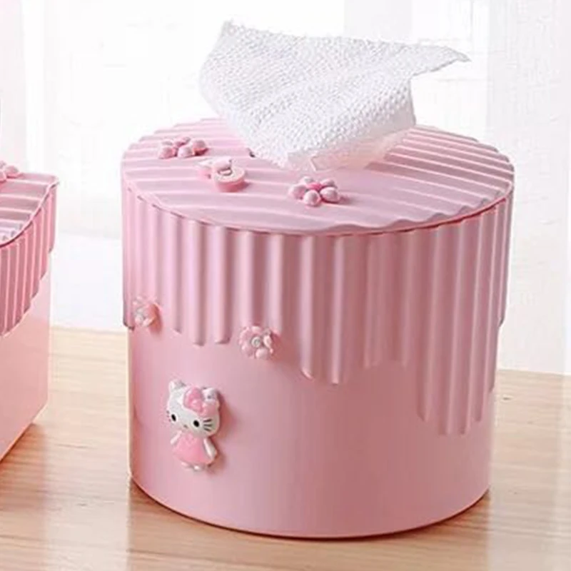 Контейнер hello kitty, декоративная коробка, коробка для галстука для девочек, бумажная коробка для полотенец KT cat, квадратная Круглая Бумажная Коробка для полотенец - Цвет: B14.5x12.3cm