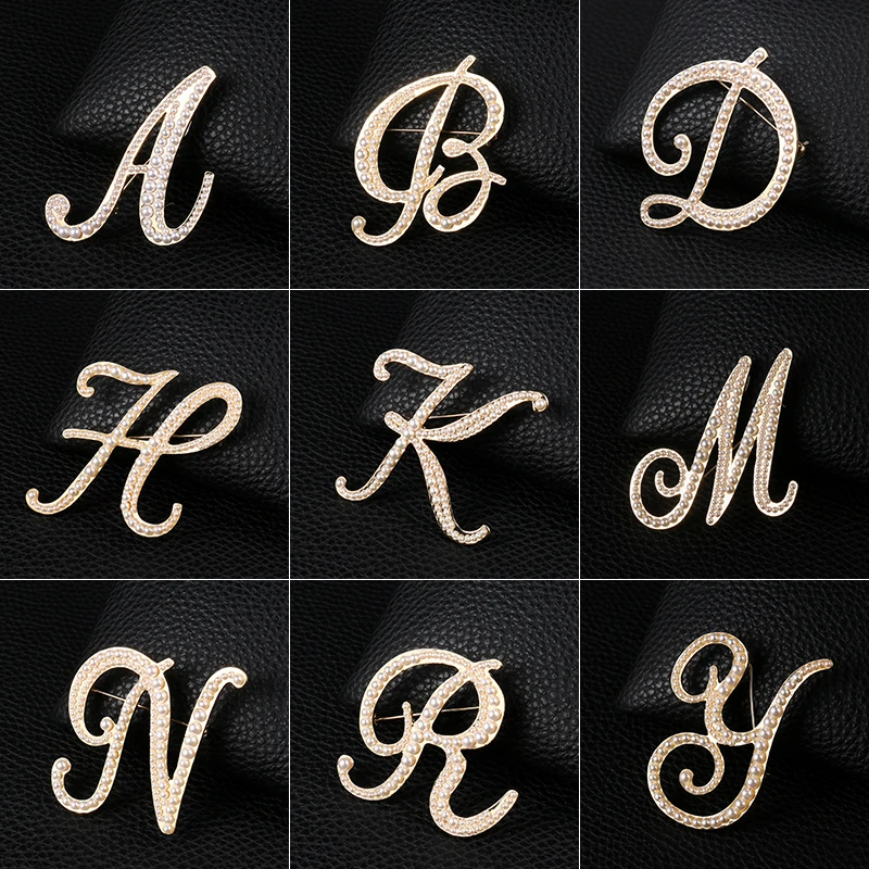 Weimanjingdian New Arrival Simulated Pearl Letters Initial Brooch Pins